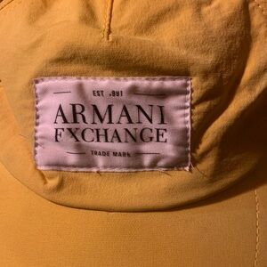 Armani Exchange Yellow Cap with Pink Logo Patch
